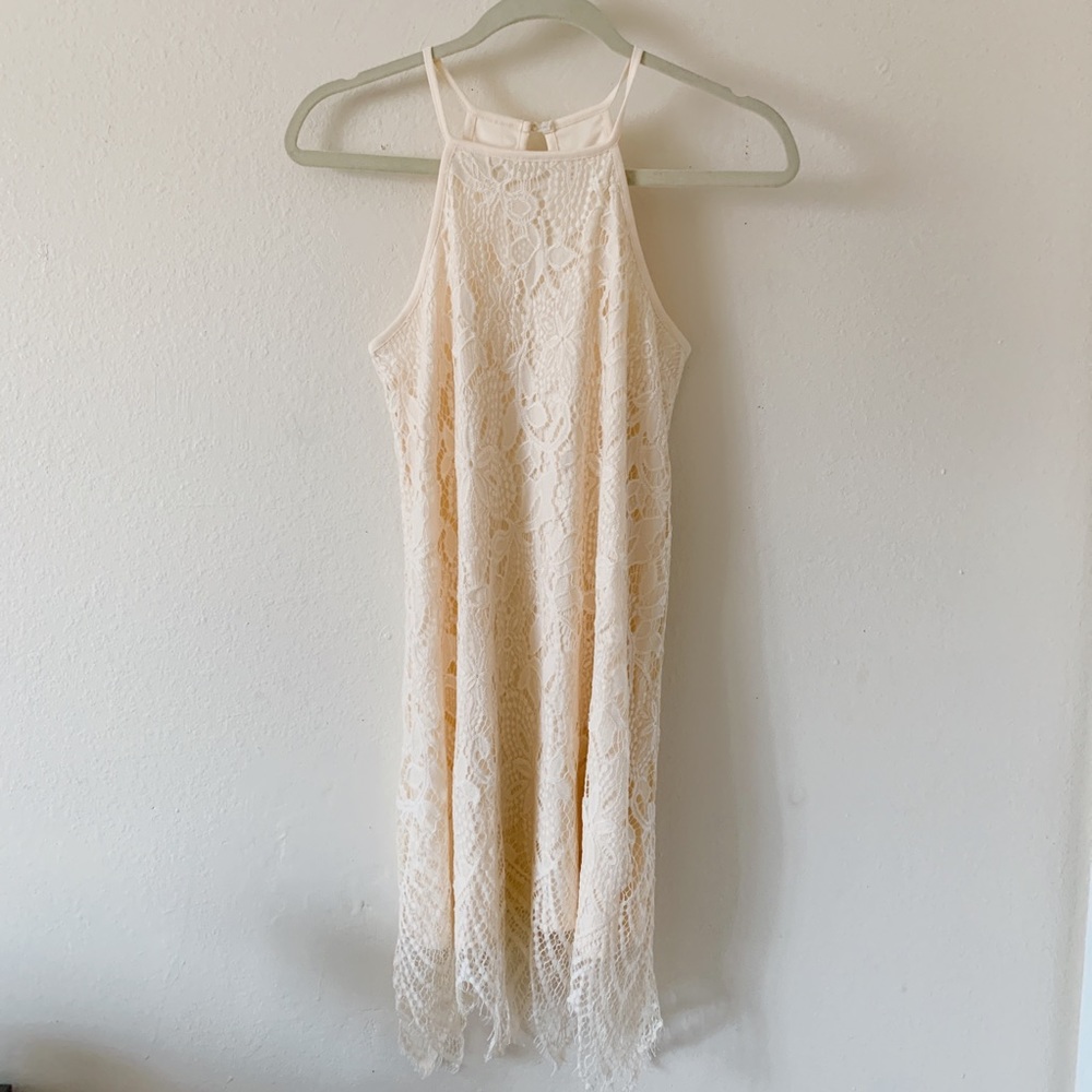 Love Fire Lace Overlay Halter Dress size XS